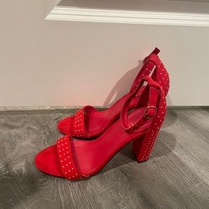 Red studded heels